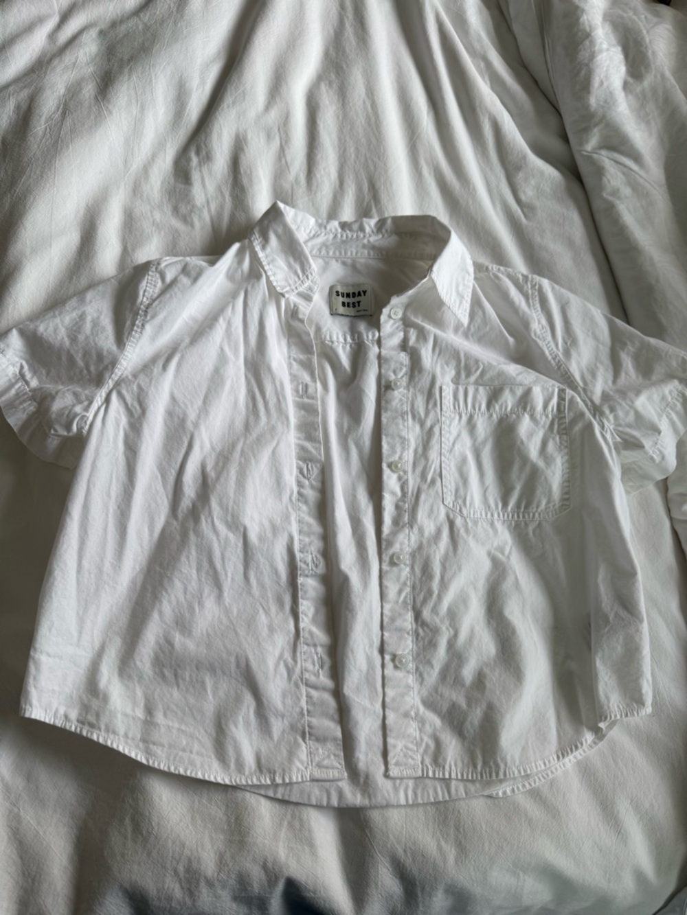 Sunday Best White Short Sleeve Button-Down Shirt